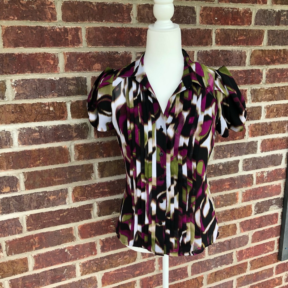 Worthington 2 In 1 Flutter Sleeve Top Size Small